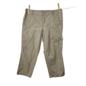 Eddie Bauer Pants Size 10 Cargo Utility Cropped Capri Tan Hiking Khaki Womens